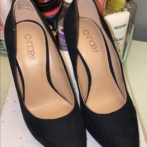black suede heels